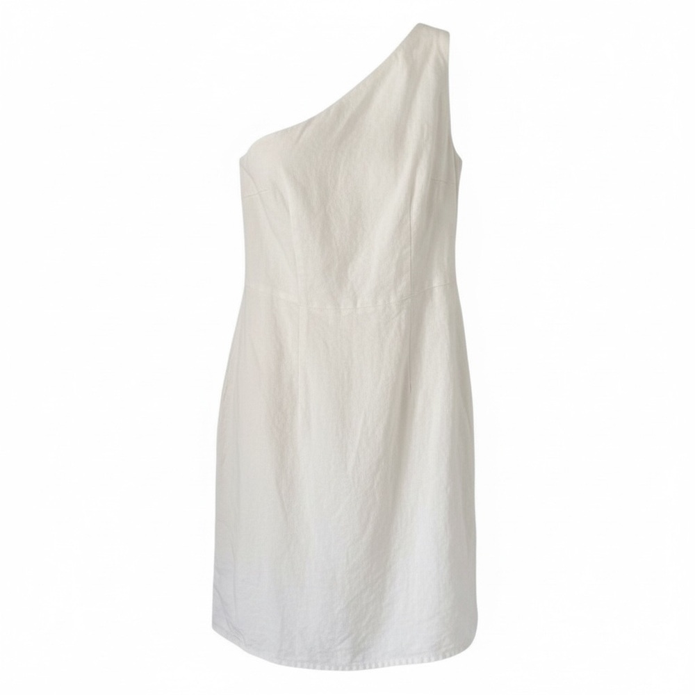 NWT A New Day One Shoulder Linen Blend White Dress  XS